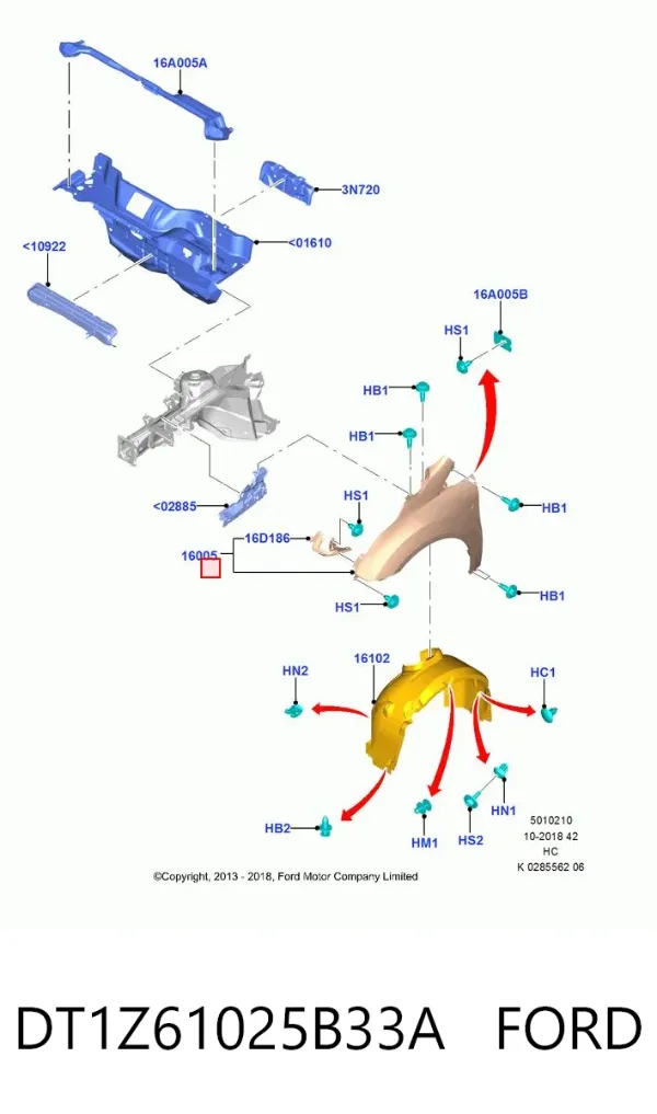 Крыло переднее левое DT1Z61025B33A Ford