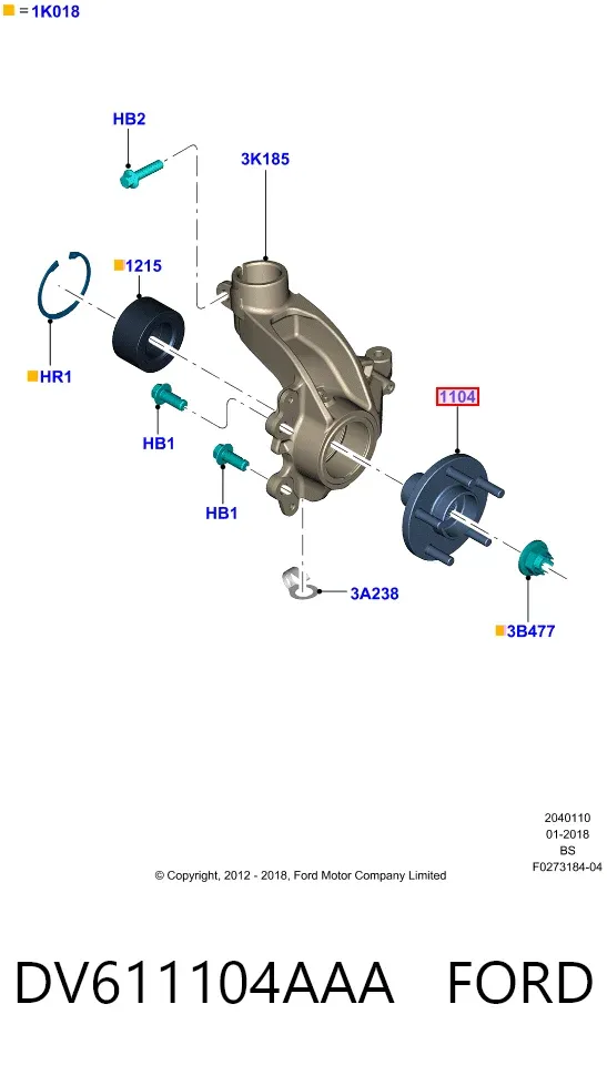 Передняя ступица DV611104AAA Ford