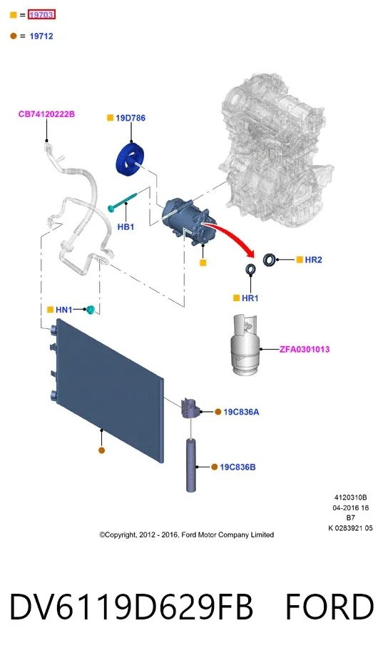 Компрессор кондиционера DV6119D629FB Ford