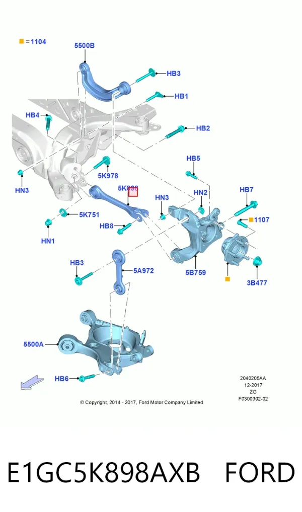 Нижний рычаг задней подвески E1GC5K898AXB Ford