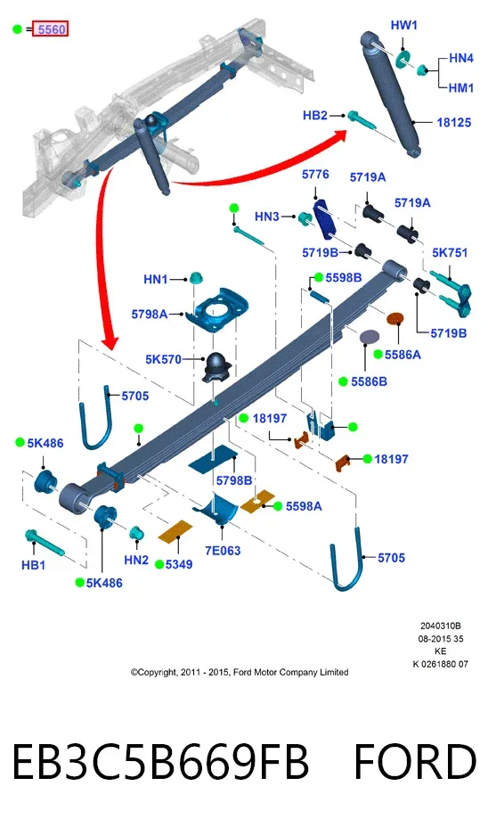 Рессора задняя EB3C5B669FB Ford