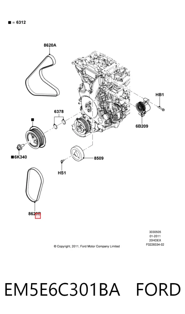 Ремень генератора EM5E6C301BA Ford
