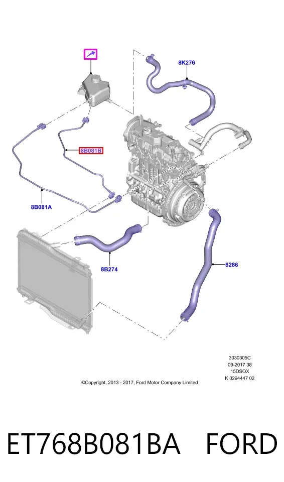 Шланг расширительного бачка верхний ET768B081BA Ford