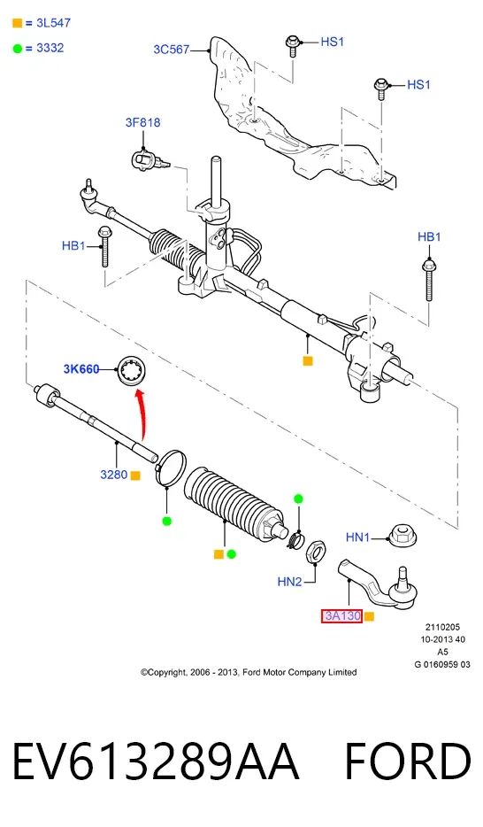 Рулевой наконечник EV613289AA Ford