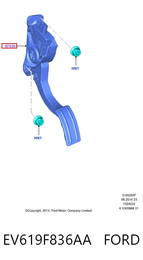 Педаль газа EV619F836AA Ford