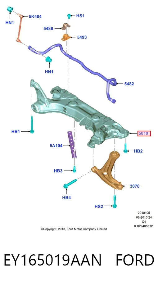 Подрамник передний EY165019AAN Ford