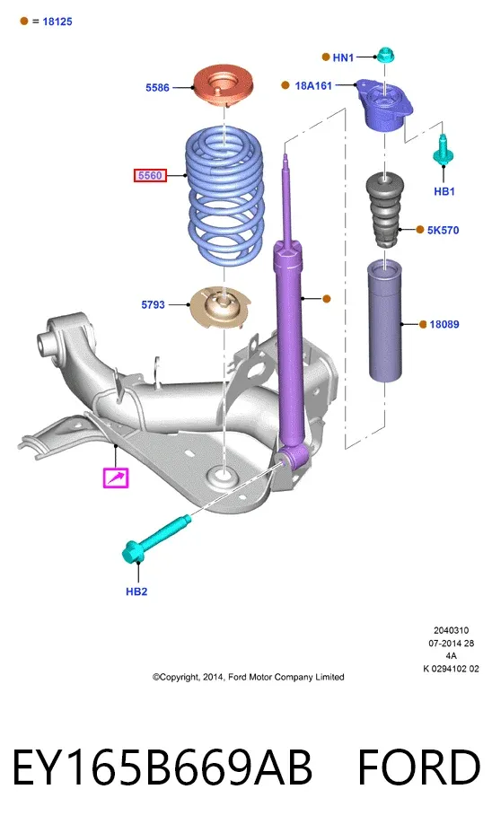 Задняя пружина EY165B669AB Ford