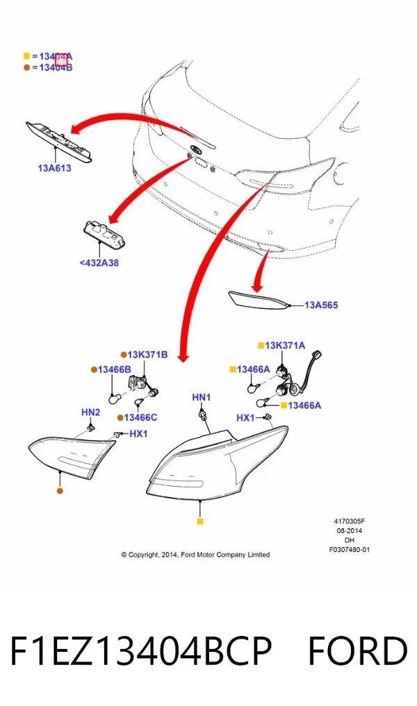 Фонарь задний левый внешний F1EZ13404BCP Ford