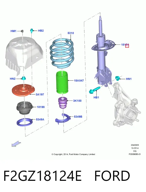 Амортизатор передний левый F2GZ18124E Ford