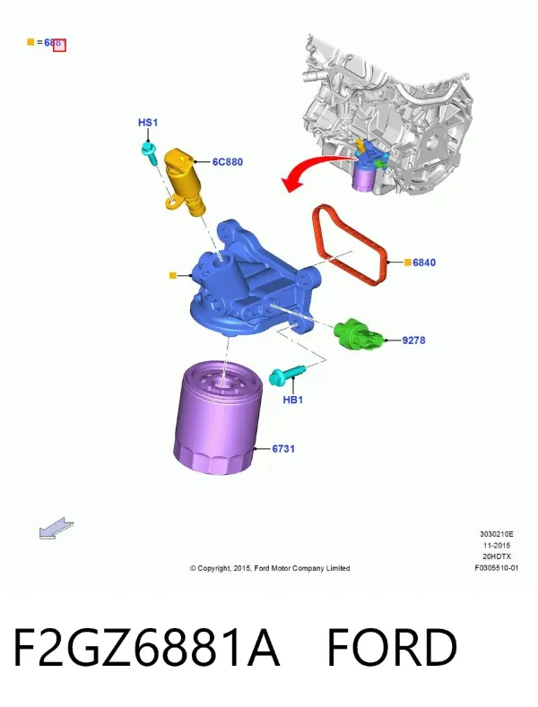 Кронштейн масляного фильтра F2GZ6881A Ford