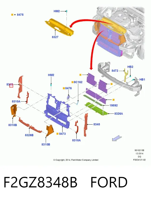 Левый дефлектор радиатора F2GZ8348B Ford