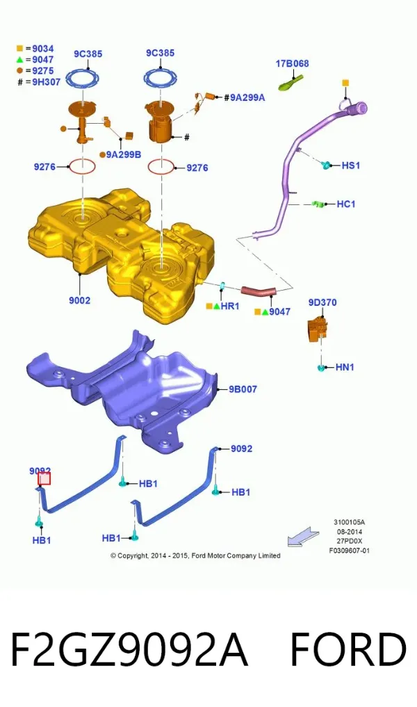 Кронштейн бака топливного F2GZ9092A Ford