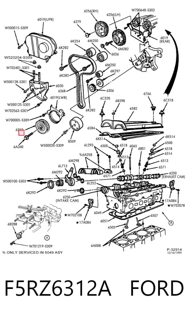 Шкив коленвала F5RZ6312A Ford