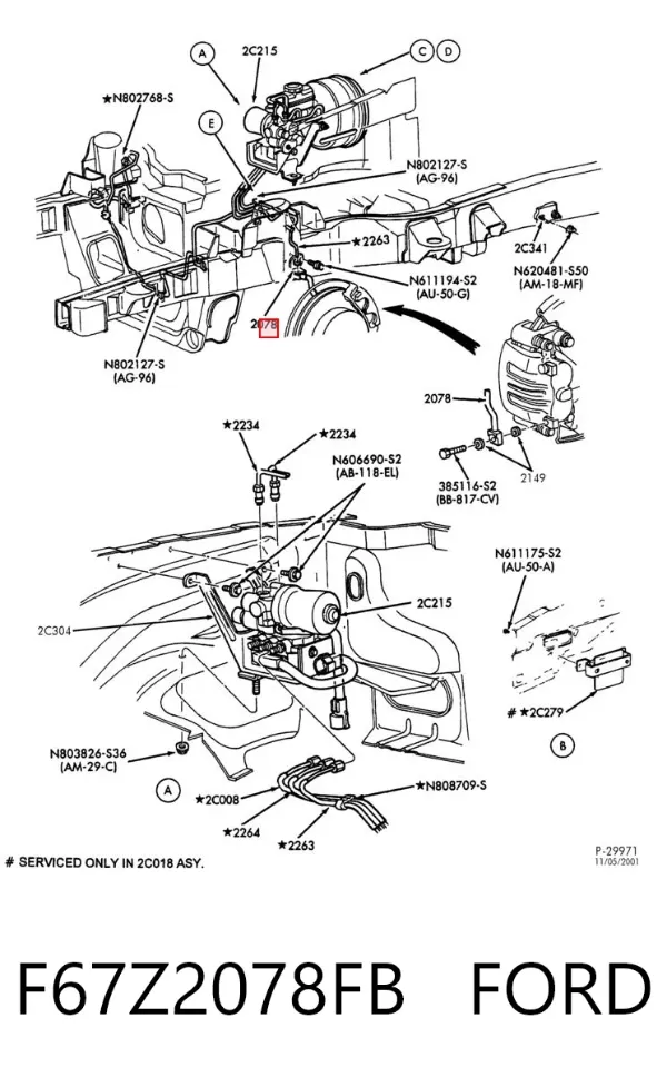 Шланг тормозной передний левый F67Z2078FB Ford