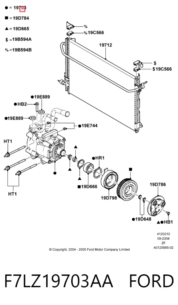 Компрессор кондиционера F7LZ19703AA Ford
