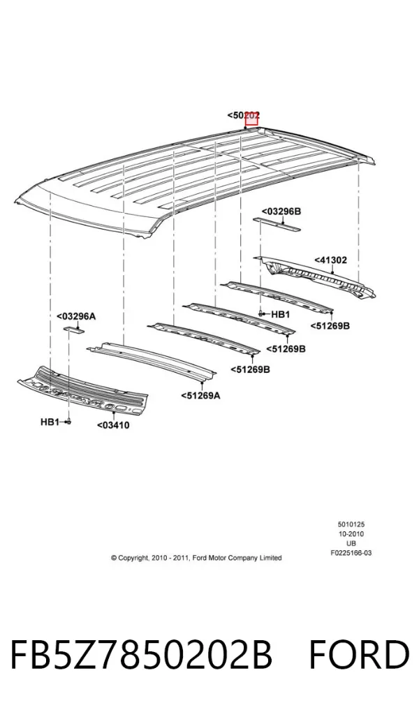 Крыша FB5Z7850202B Ford
