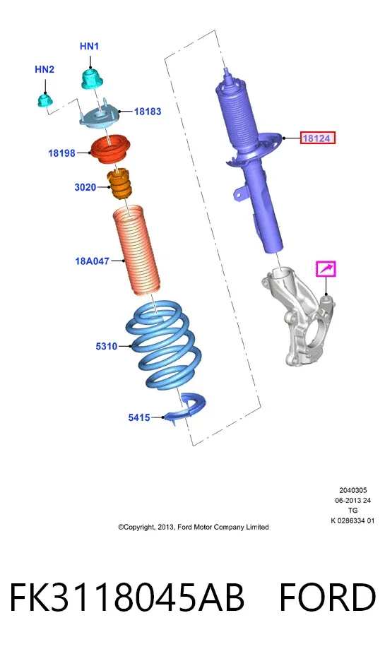 Амортизатор передний FK3118045AB Ford