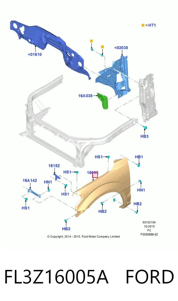 Крыло переднее правое FL3Z16005A Ford