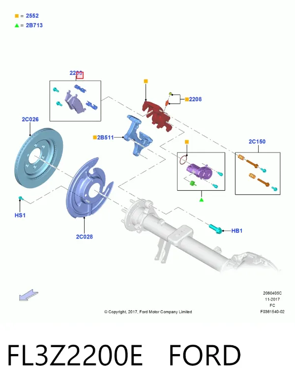 Задние тормозные колодки FL3Z2200E Ford