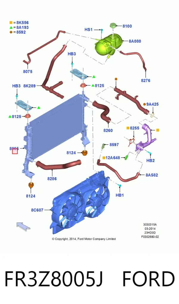 Радиатор FR3Z8005J Ford