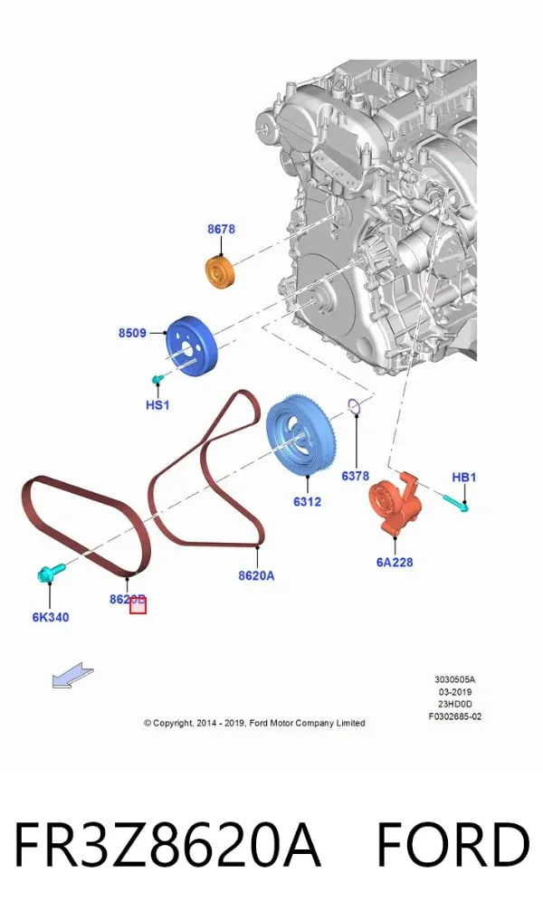Ремень генератора FR3Z8620A Ford