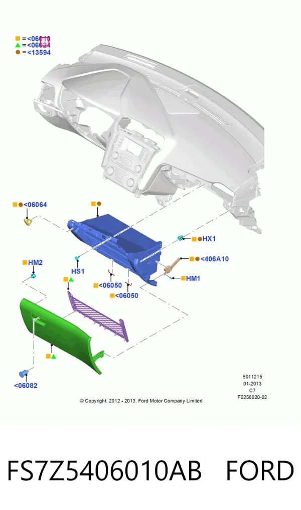 Ящик перчаточный (бардачок) FS7Z5406010AB Ford