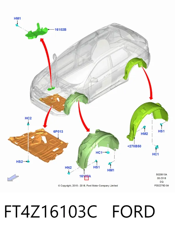 Подкрылок передний левый FT4Z16103C Ford