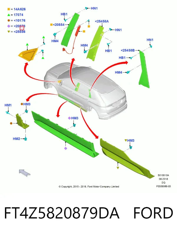 Накладка двери передней левой FT4Z5820879DA Ford