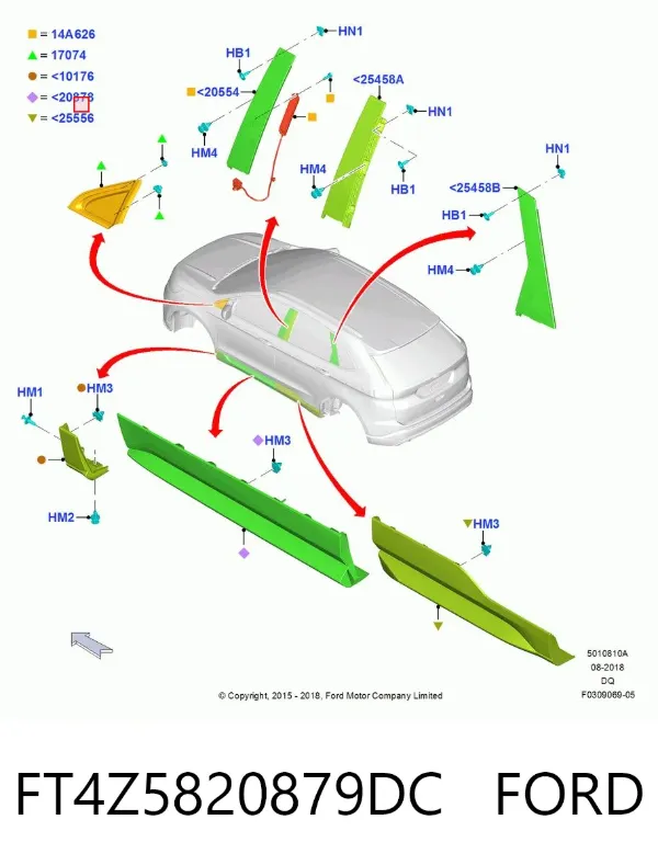 Накладка двери передней левой FT4Z5820879DC Ford