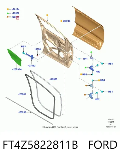 Петля двери передней левой FORD FT4Z5822811B