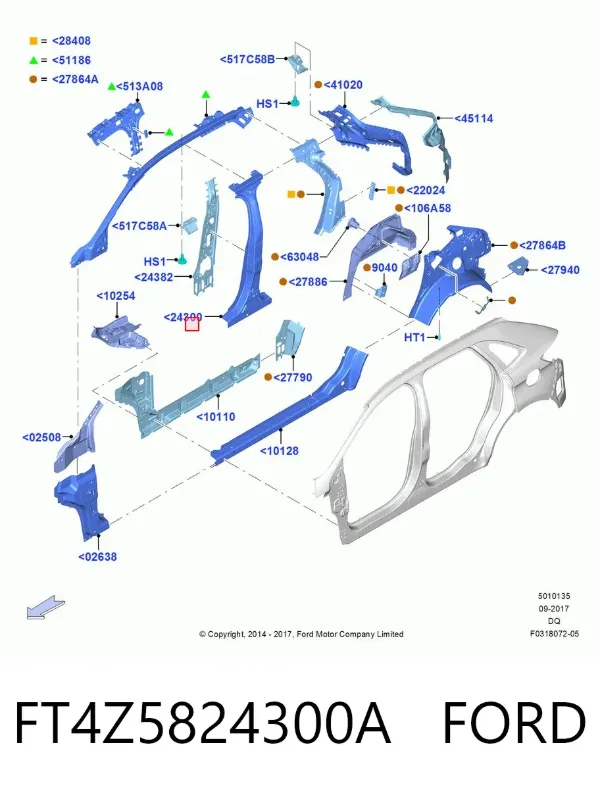 Стойка кузова FT4Z5824300A Ford