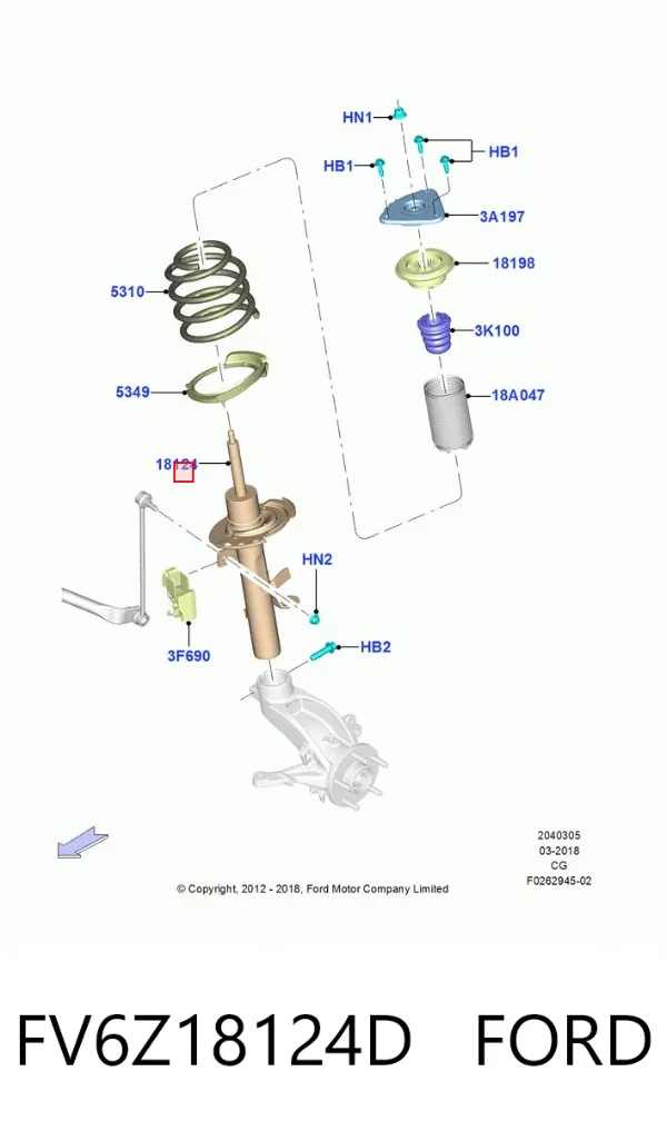 Амортизатор передний правый FV6Z18124D Ford