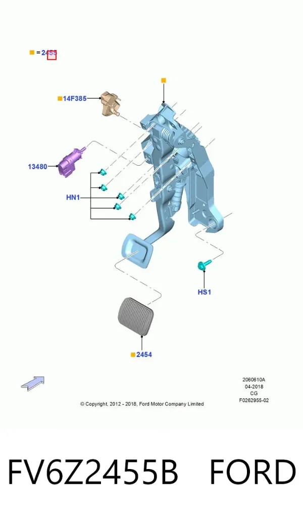 Педаль тормоза FV6Z2455B Ford