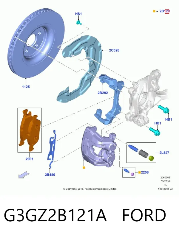 Суппорт тормозной передний левый G3GZ2B121A Ford