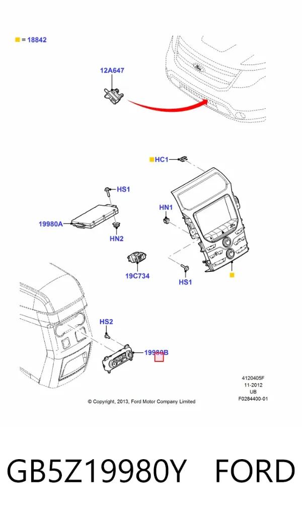 Блок управления кондиционером GB5Z19980Y Ford