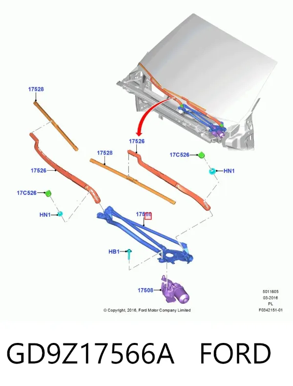 Трапеция дворников GD9Z17566A Ford