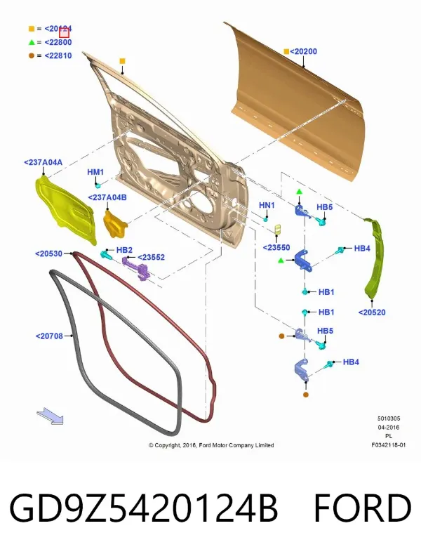 Дверь передняя правая GD9Z5420124B Ford
