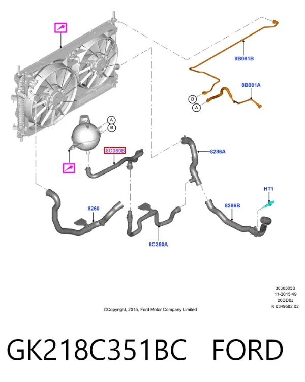 Шланг расширительного бачка нижний GK218C351BC Ford