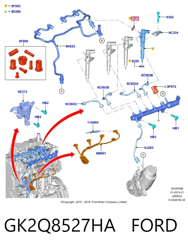 Кольцо уплотнительное штуцера обратного шланга форсунки GK2Q8527HA Ford