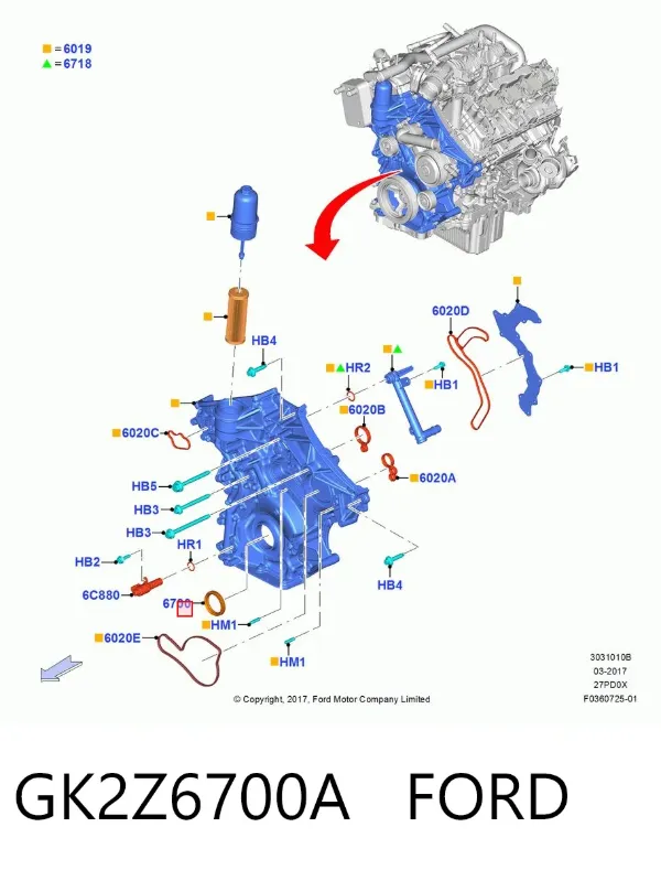 Сальник коленвала GK2Z6700A Ford