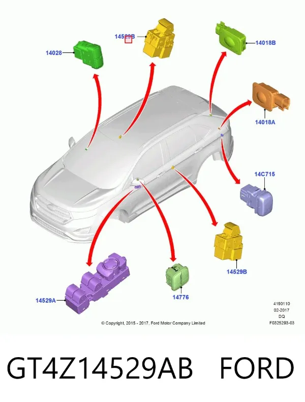 Кнопочный блок управления стеклоподъемником задний GT4Z14529AB Ford