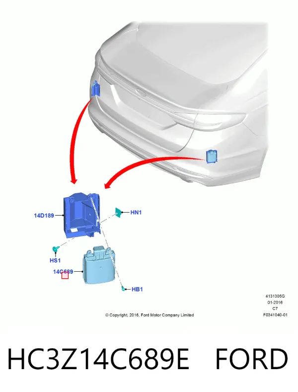 Датчик контроля мертвой зоны задний HC3Z14C689E Ford