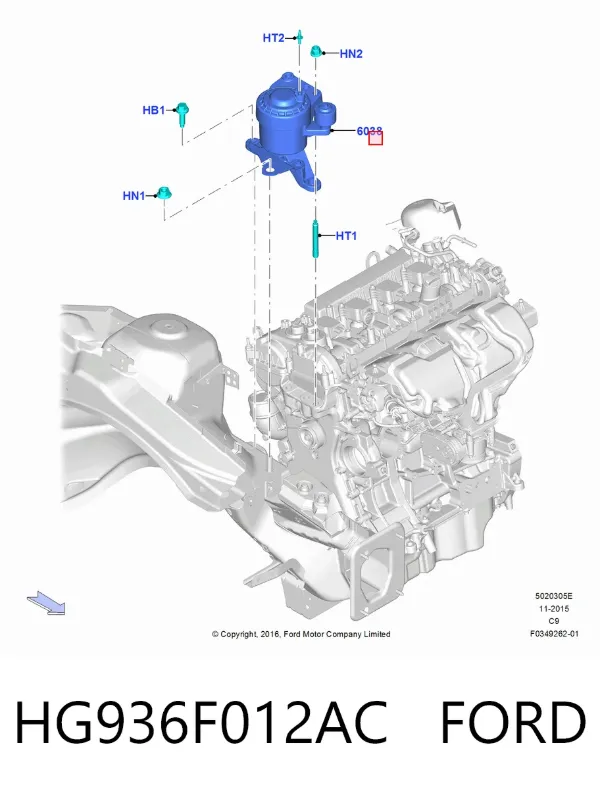 Правая подушка двигателя HG936F012AC Ford