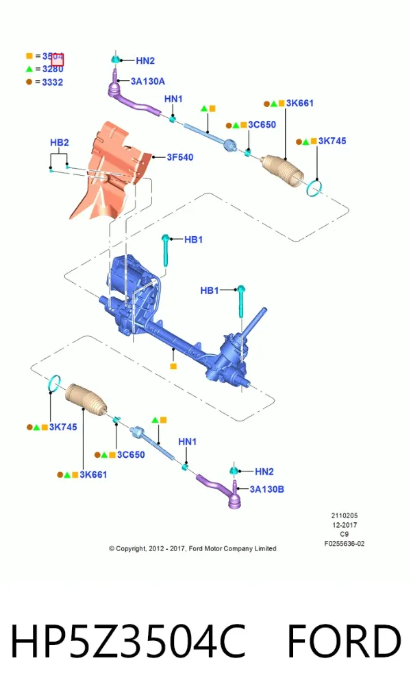 Рулевая рейка HP5Z3504C Ford