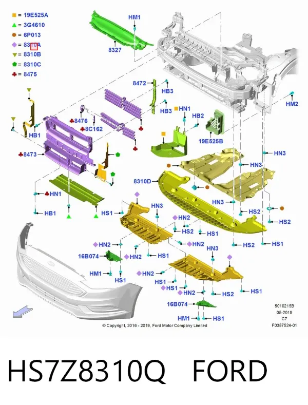 Защита бампера переднего левая HS7Z8310Q Ford