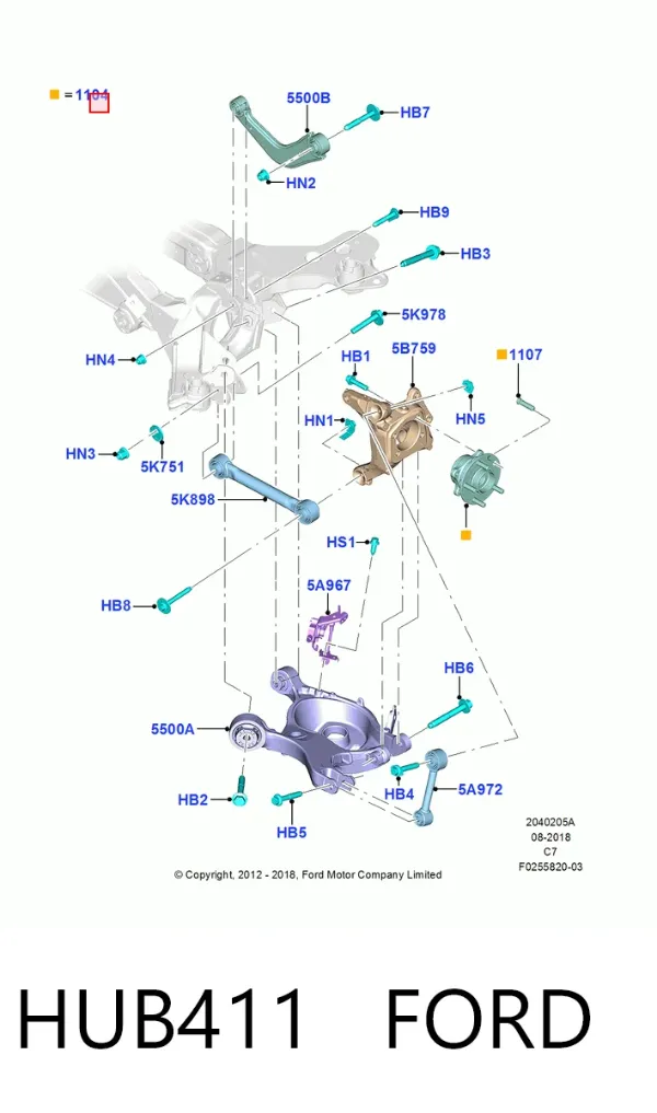 Ступица задняя левая HUB411 Ford