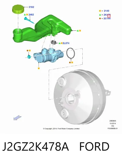Бачок главного тормозного цилиндра (тормозной жидкости) FORD J2GZ2K478A