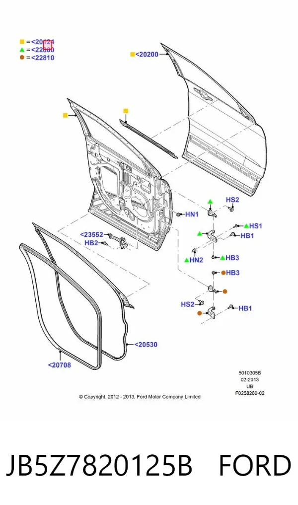 Дверь передняя левая JB5Z7820125B Ford