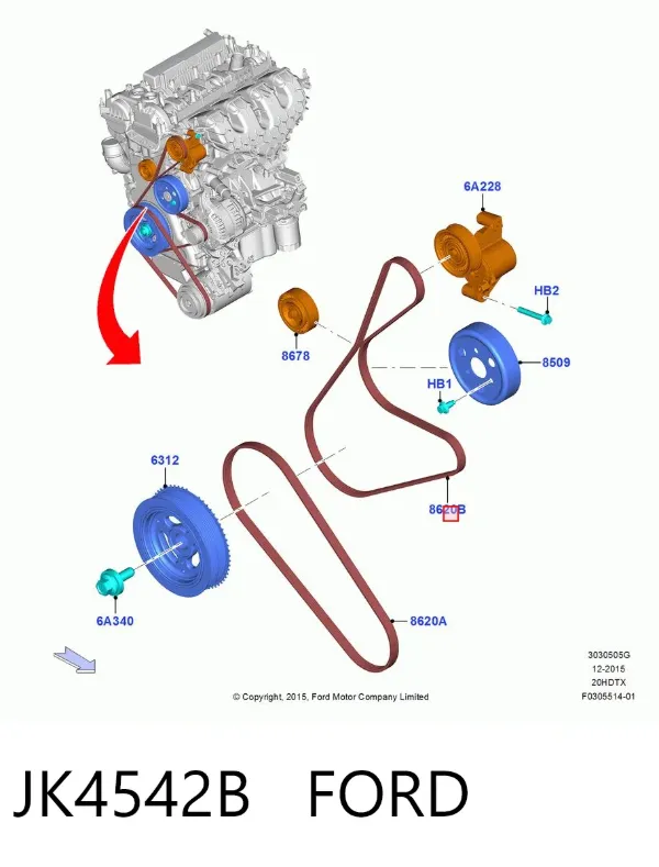 Ремень генератора JK4542B Ford
