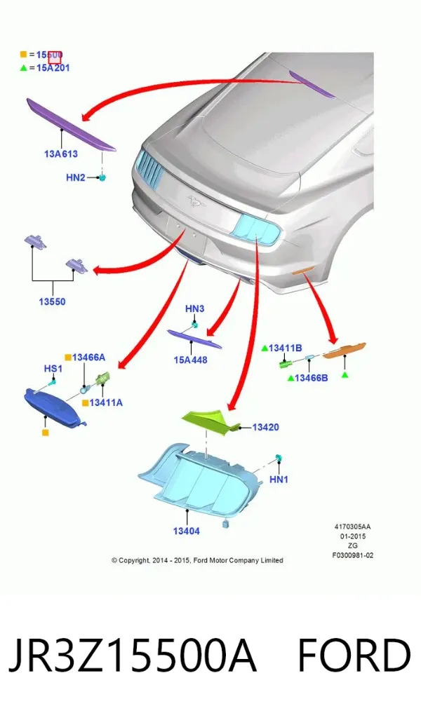 Фонарь задний центральный JR3Z15500A Ford
